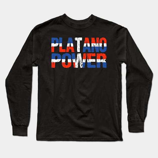 Platano Power Dominican Republic Flag Long Sleeve T-Shirt by Nirvanibex